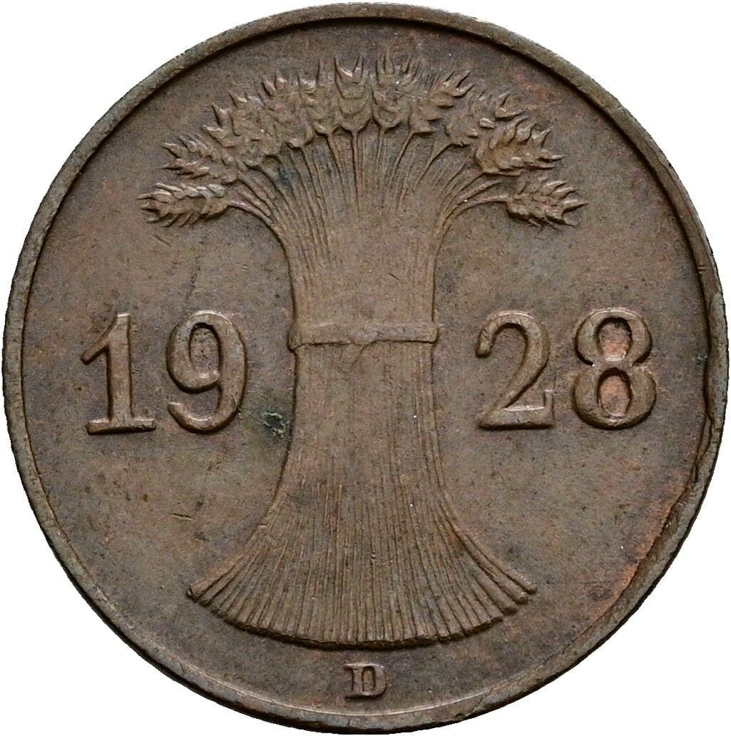 1 Reichspfennig 1928 D – Rückseite