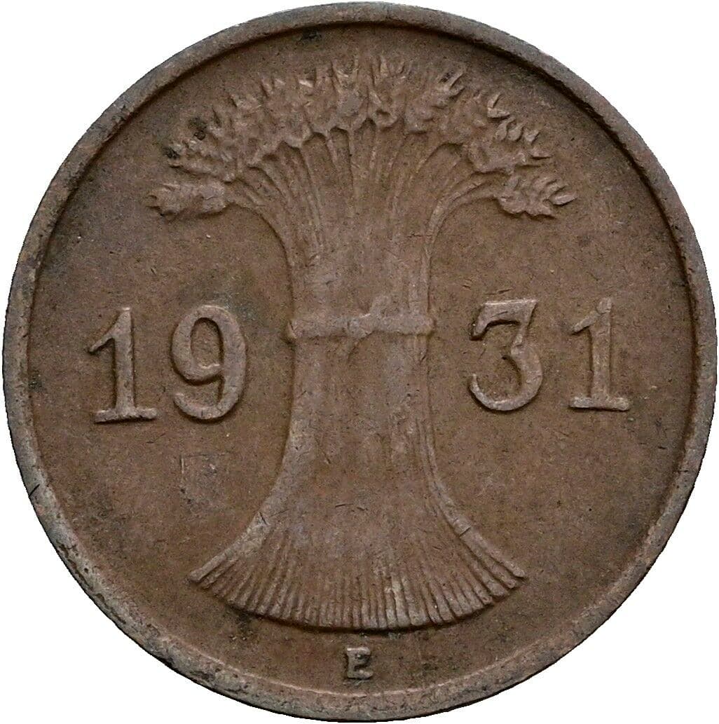 1 Reichspfennig 1931 E – Rückseite