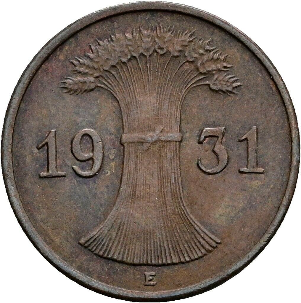 1 Reichspfennig 1931 E – Rückseite