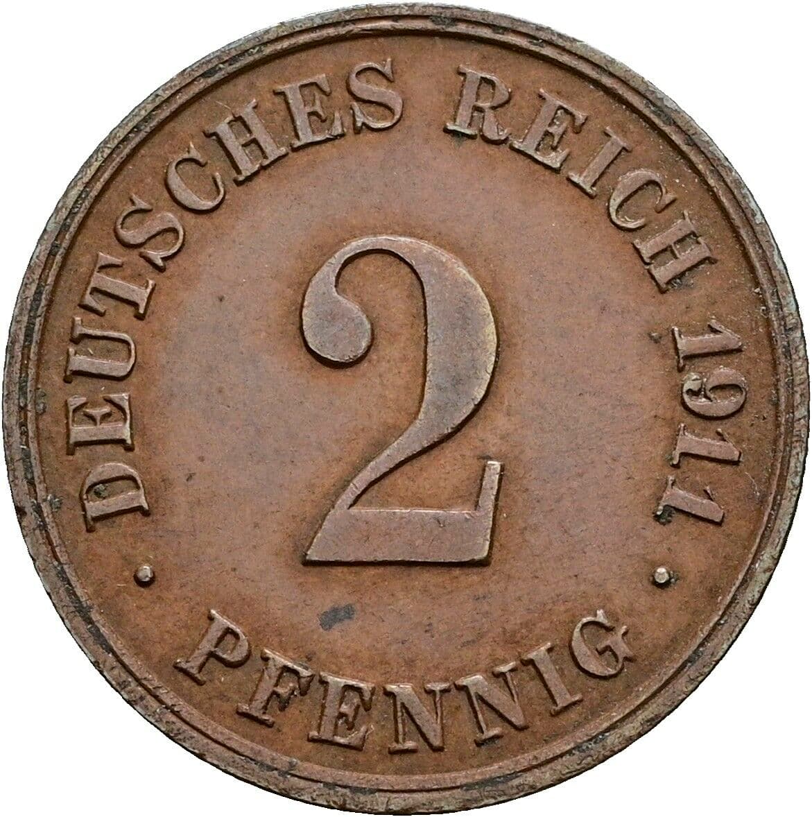 2 Pfennig 1911 D – Vorderseite
