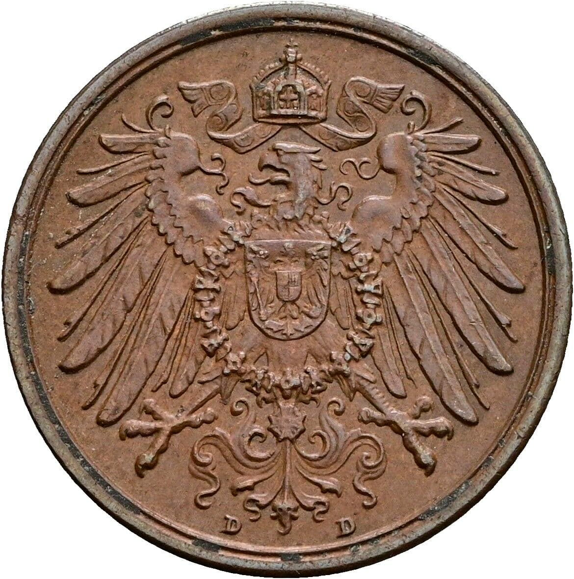 2 Pfennig 1911 D – Rückseite