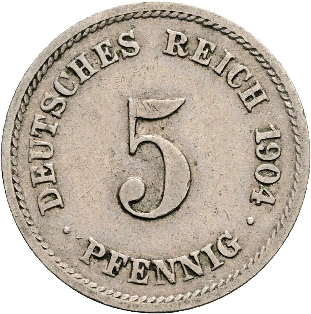 5 Pfennig 1904 G – Vorderseite