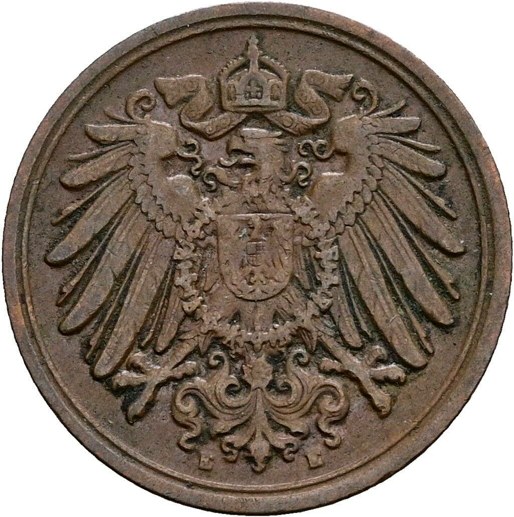 1 Pfennig 1909 E – Rückseite