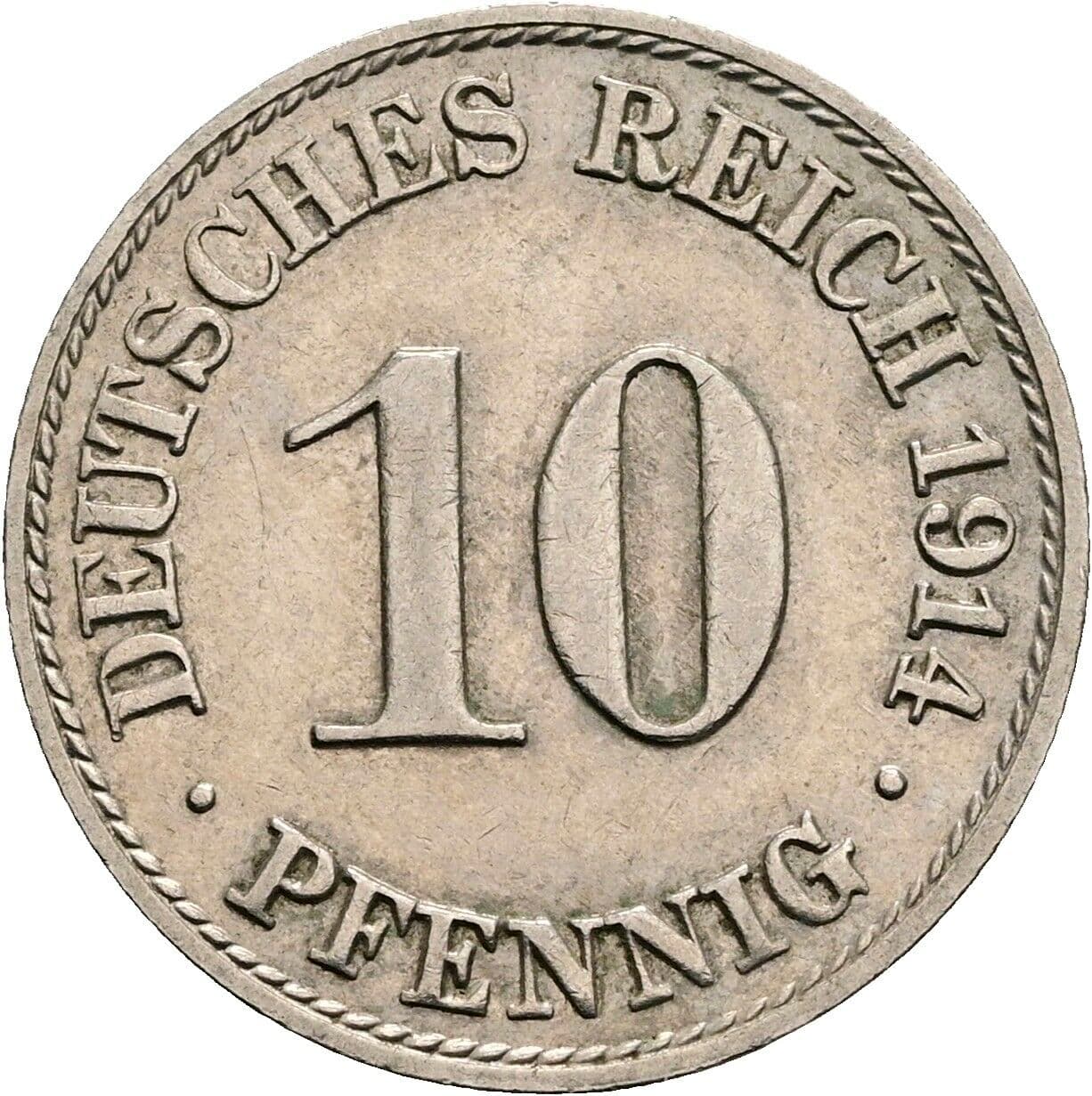 10 Pfennig 1914 A – Vorderseite