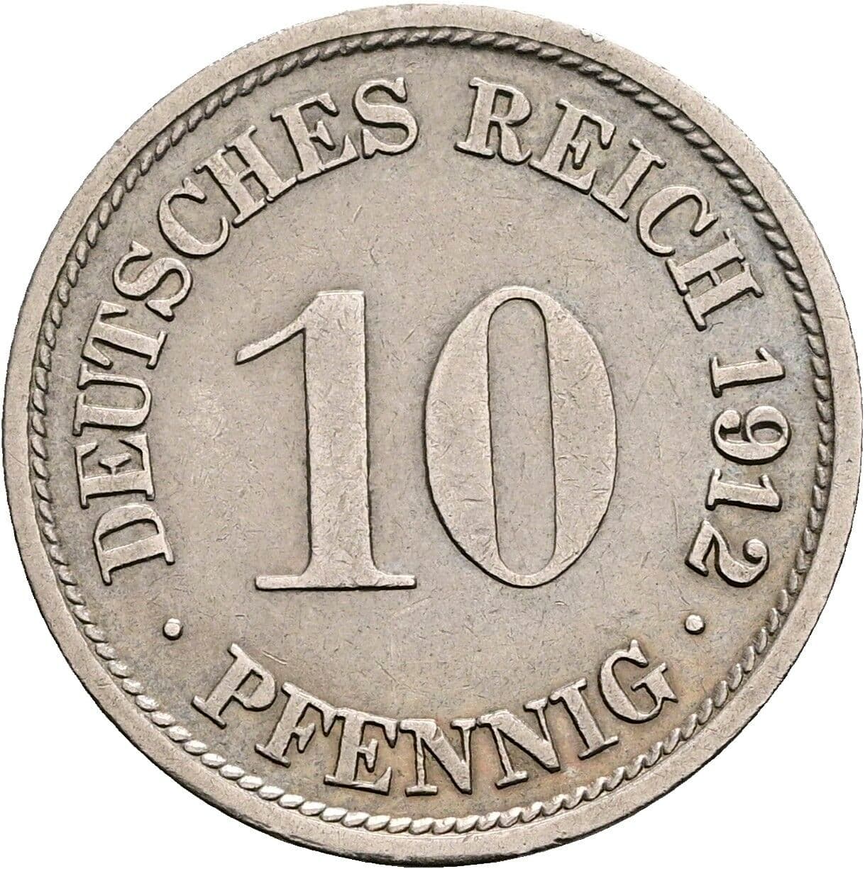 10 Pfennig 1912 F – Vorderseite