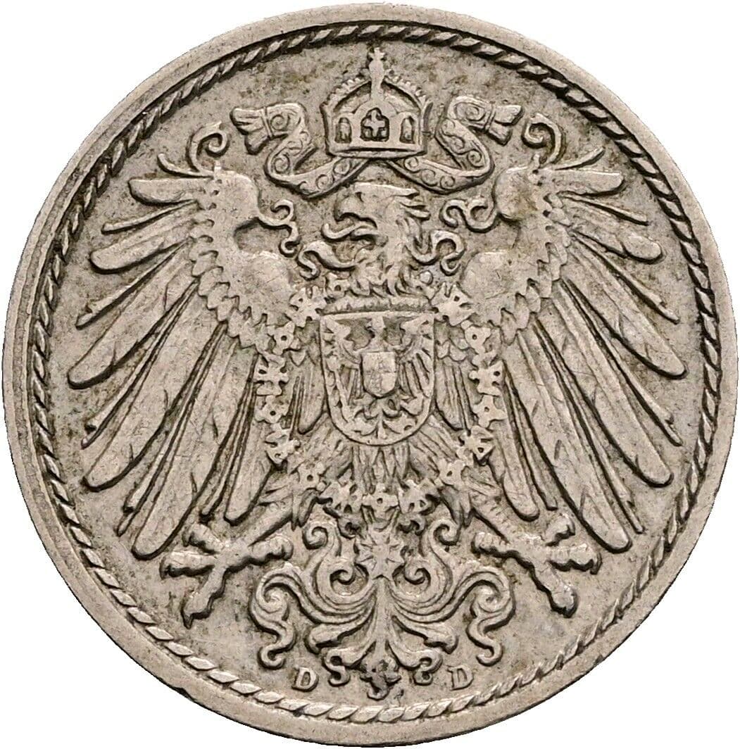 5 Pfennig 1911 D – Rückseite