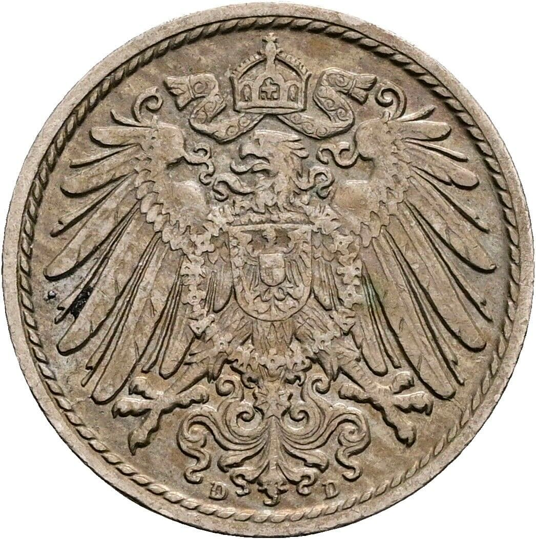 5 Pfennig 1910 D – Rückseite