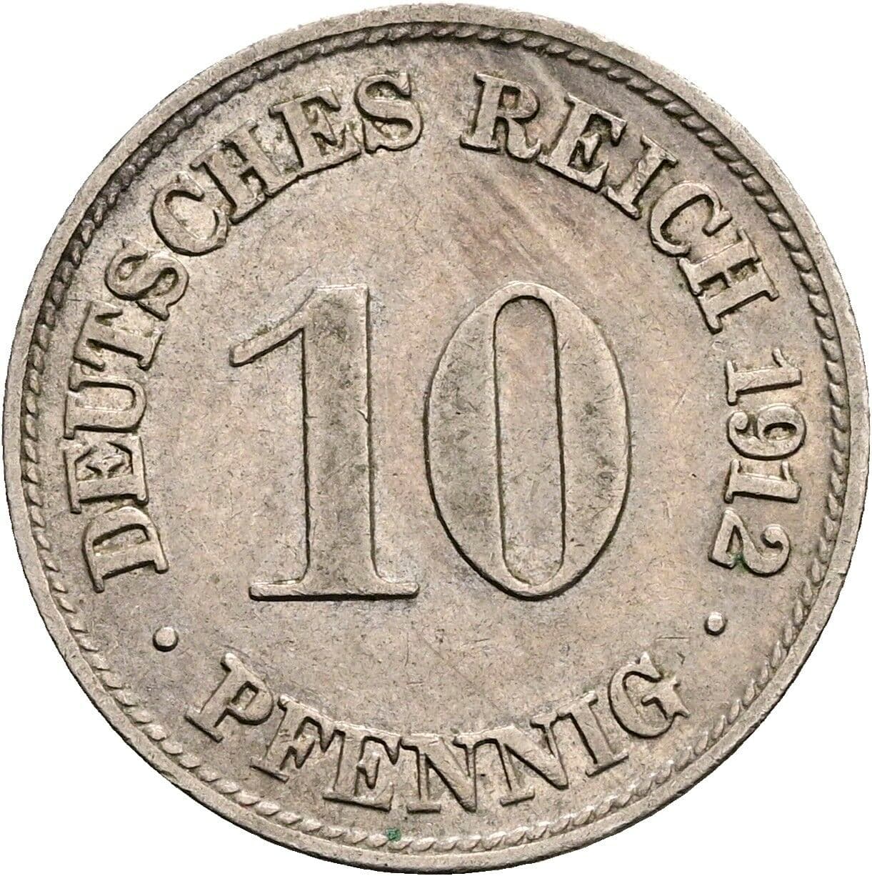 10 Pfennig 1912 D – Vorderseite