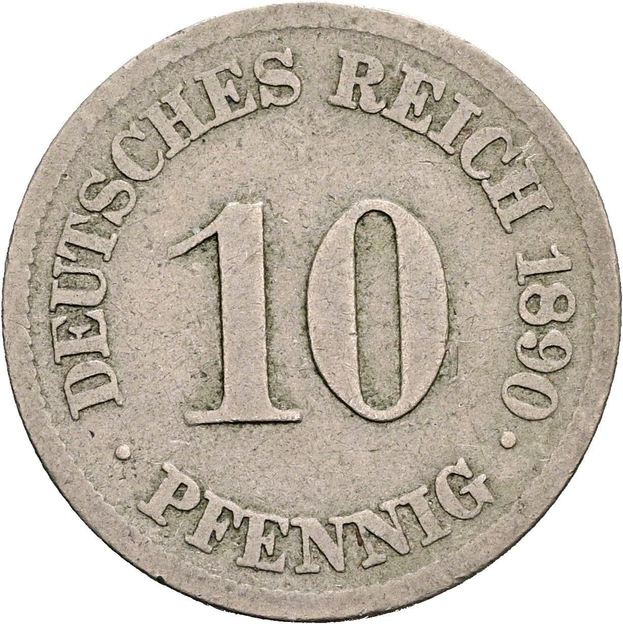 10 Pfennig 1890 J – Vorderseite