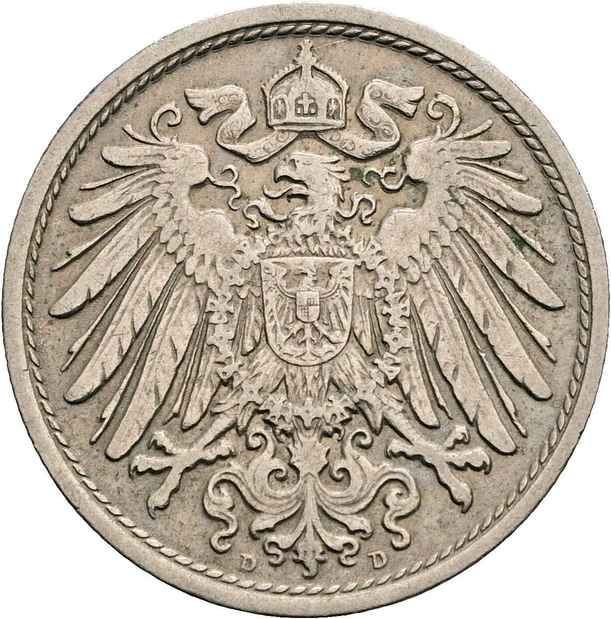 10 Pfennig 1908 D – Rückseite