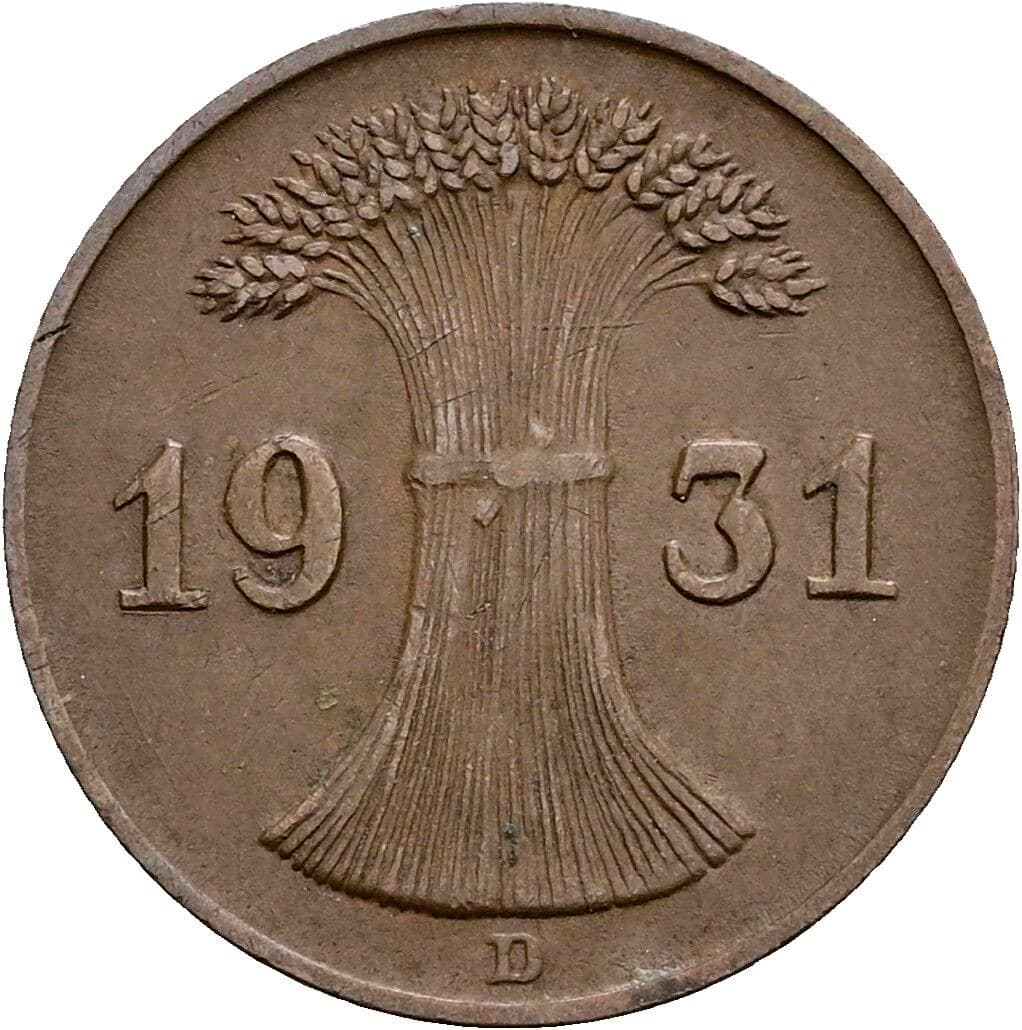1 Reichspfennig 1931 D – Rückseite
