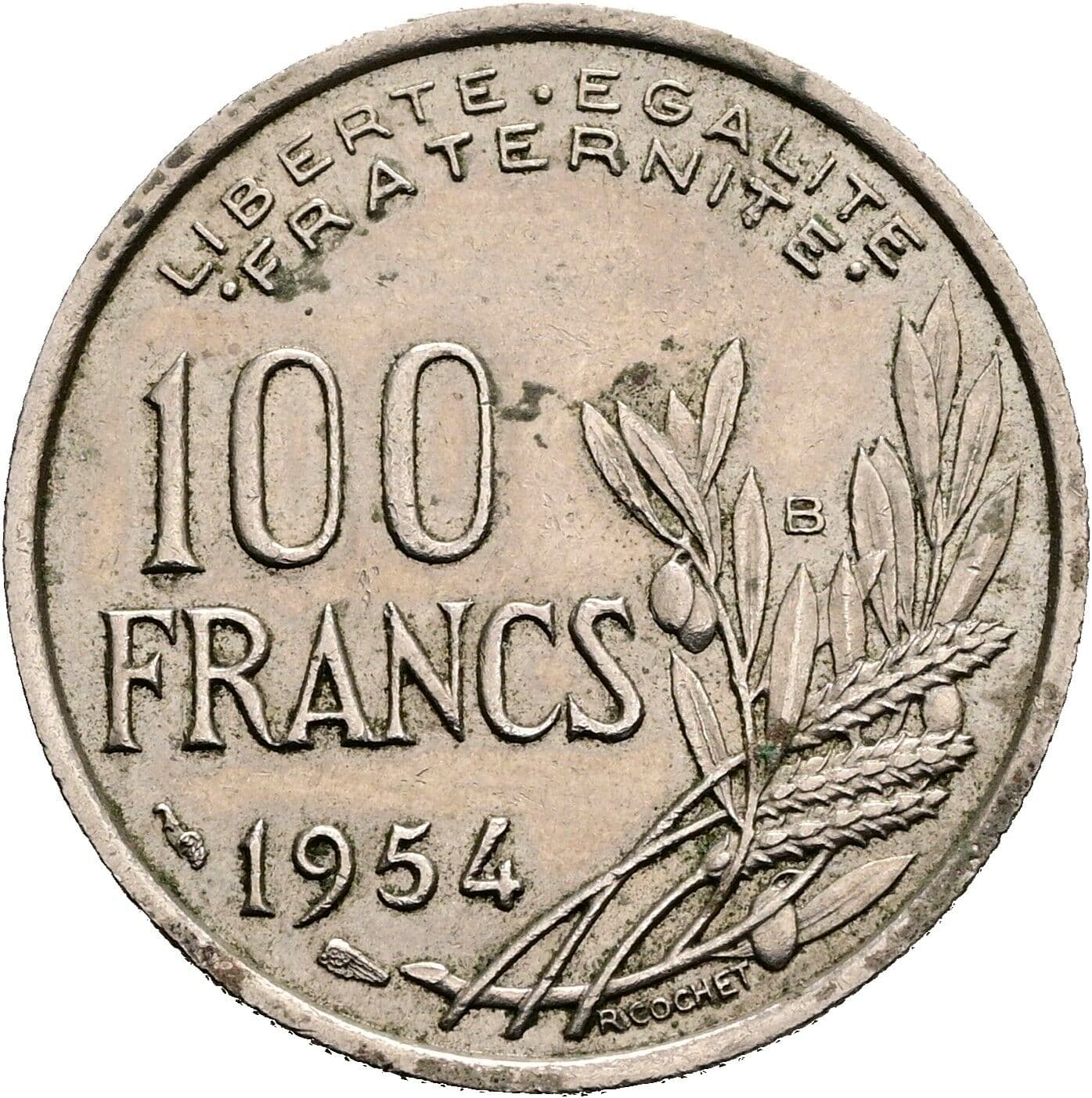 100 Francs 1954 B – Vorderseite