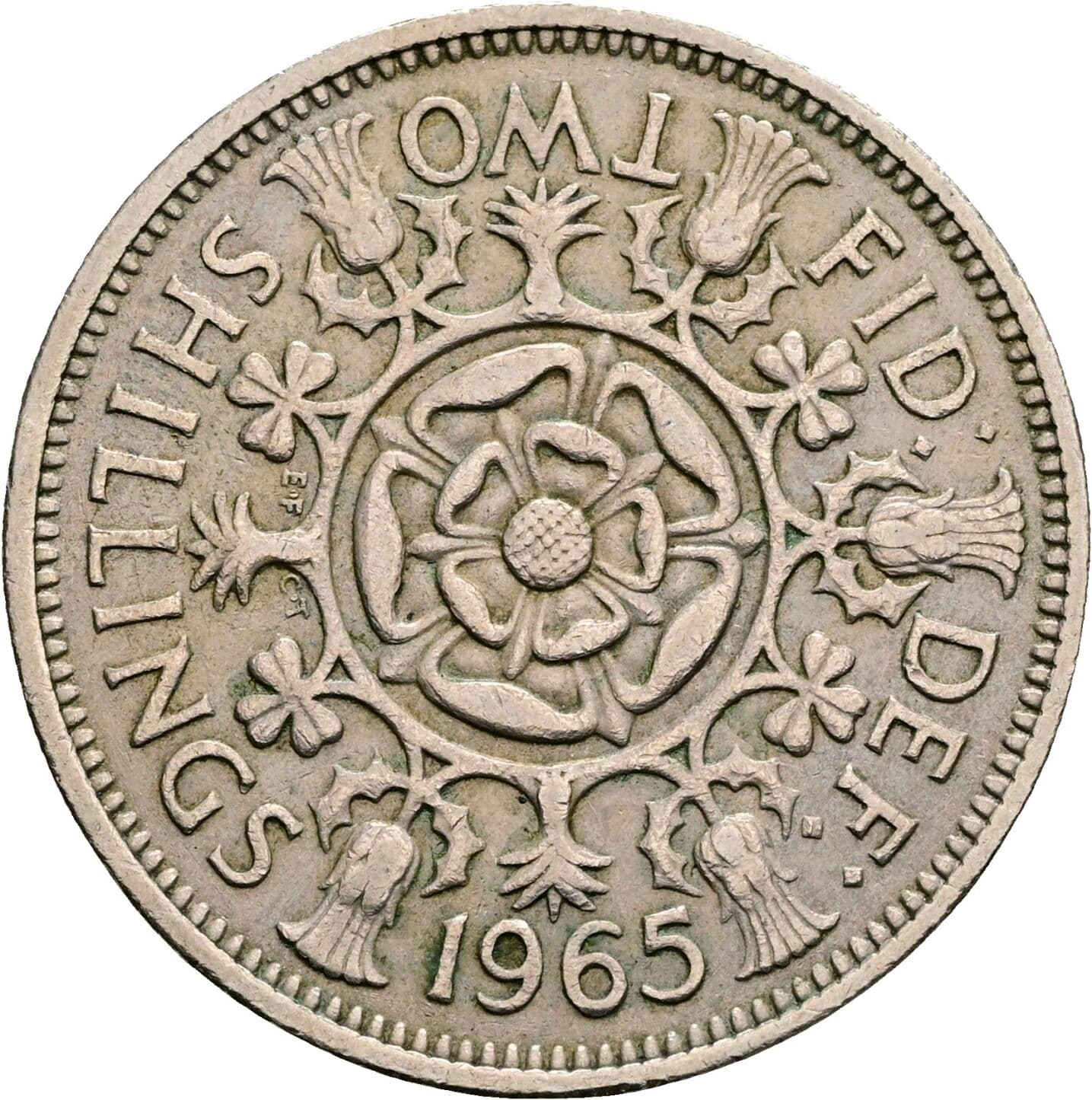 2 Shillings Elisabeth II. 1952-2022 1965 – Rückseite