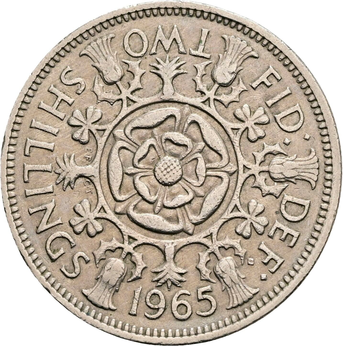 2 Shillings Elisabeth II. 1952-2022 1965 – Rückseite