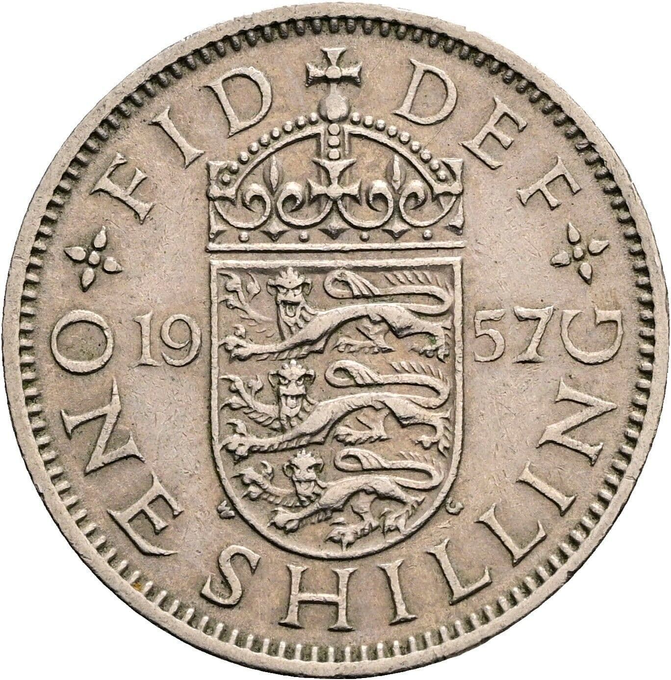 1 Shilling Elisabeth II. 1952-2022 1957 – Rückseite