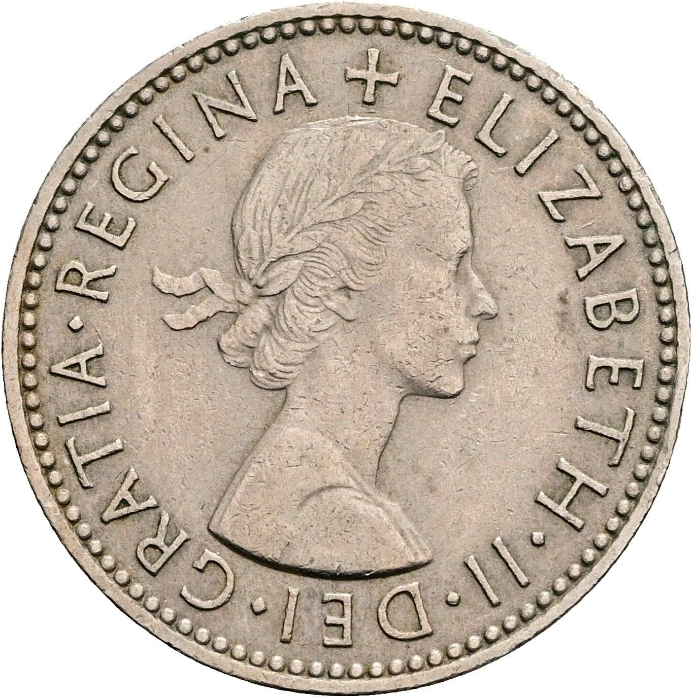 1 Shilling Elisabeth II. 1952-2022 1955 – Vorderseite
