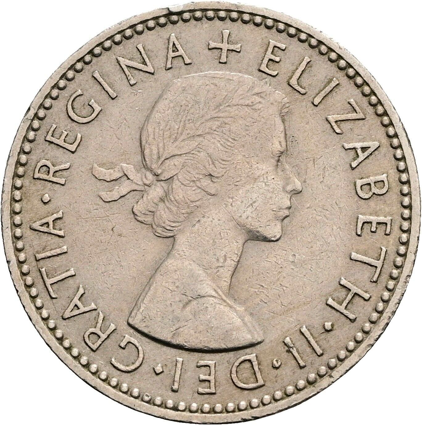 1 Shilling Elisabeth II. 1952-2022 1958 – Vorderseite