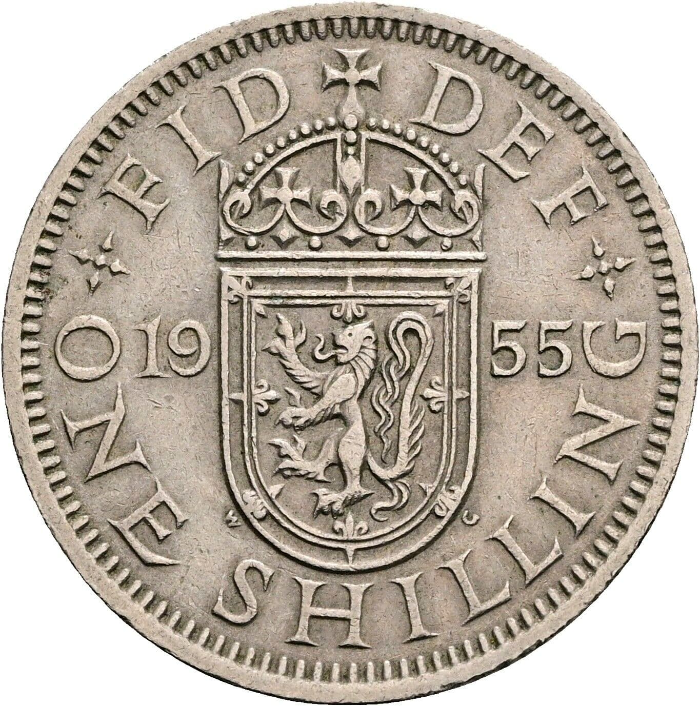 1 Shilling Elisabeth II. 1952-2022 1955 – Rückseite