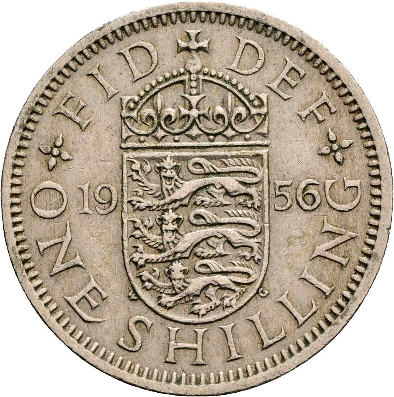 1 Shilling Elisabeth II. 1952-2022 1956 – Rückseite