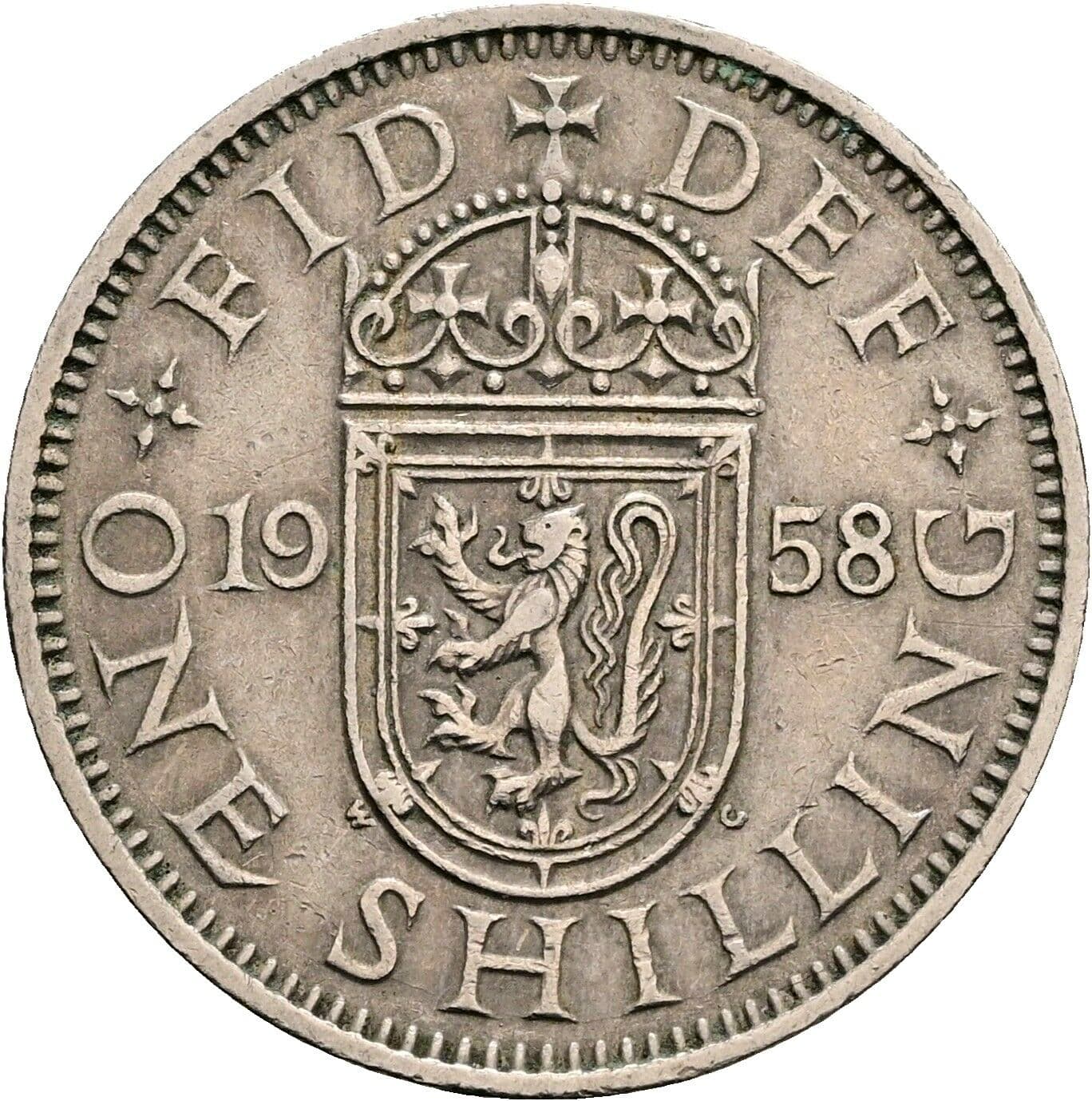 1 Shilling Elisabeth II. 1952-2022 1958 – Rückseite