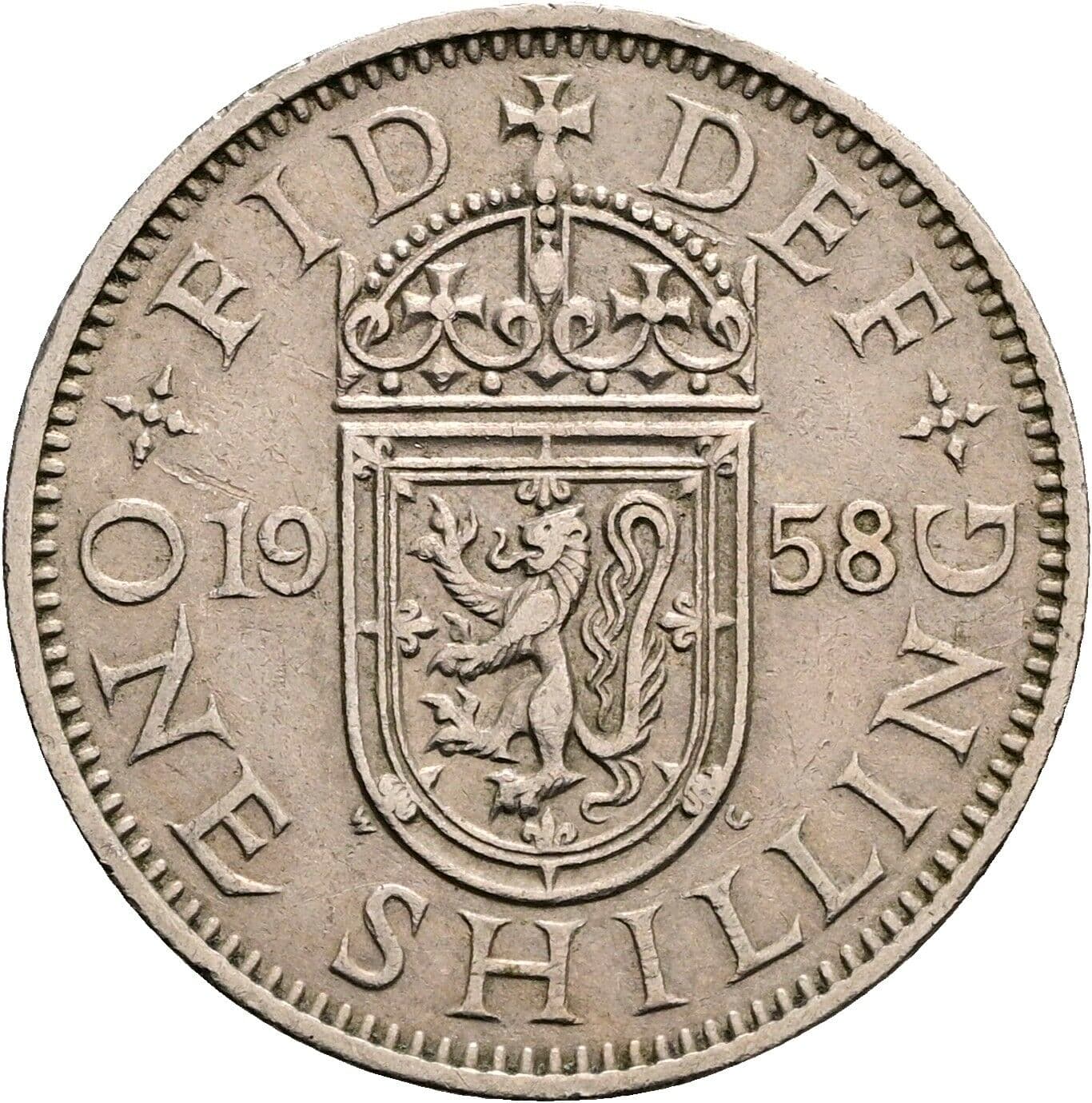 1 Shilling Elisabeth II. 1952-2022 1958 – Rückseite