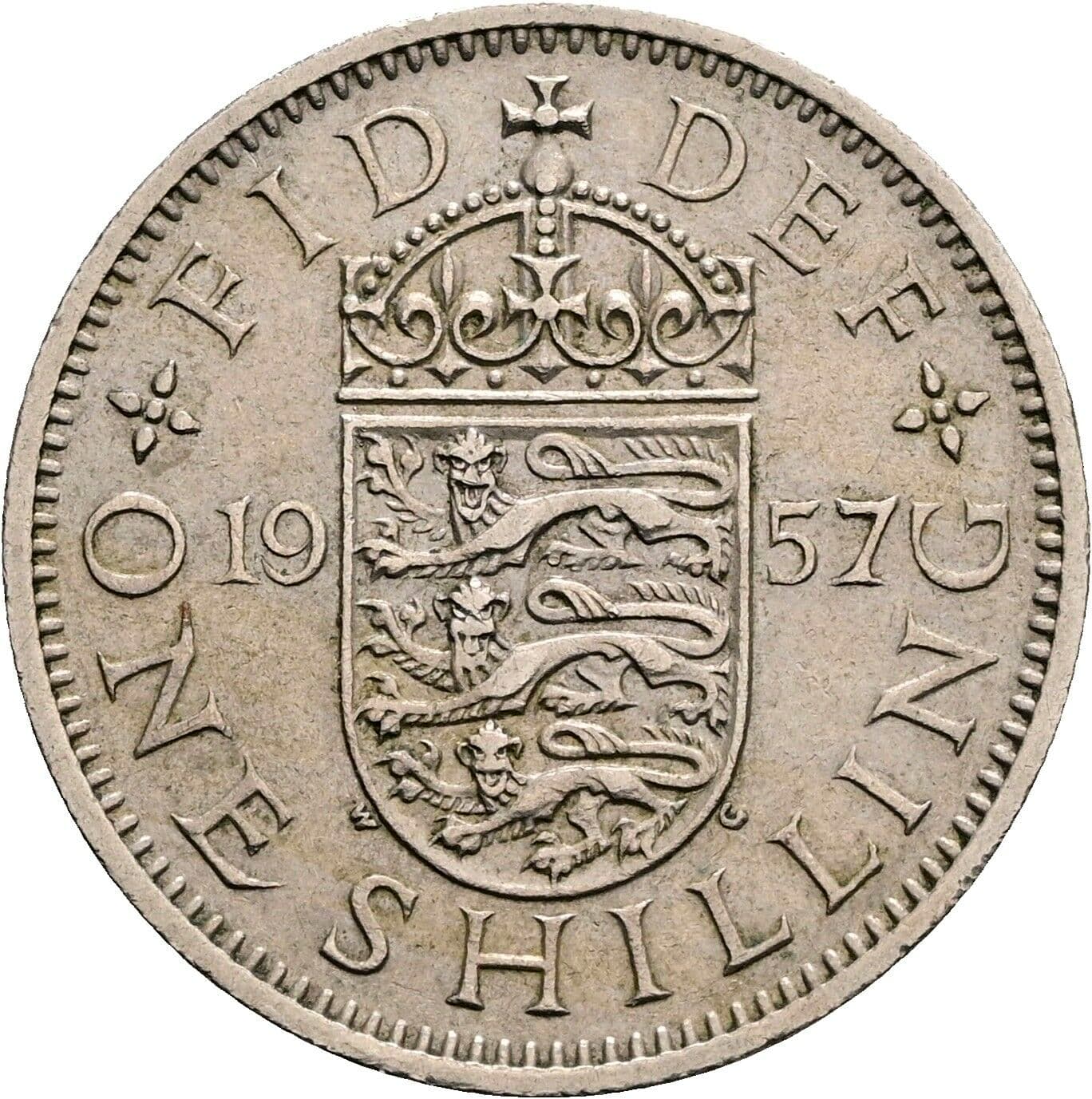 1 Shilling Elisabeth II. 1952-2022 1957 – Rückseite