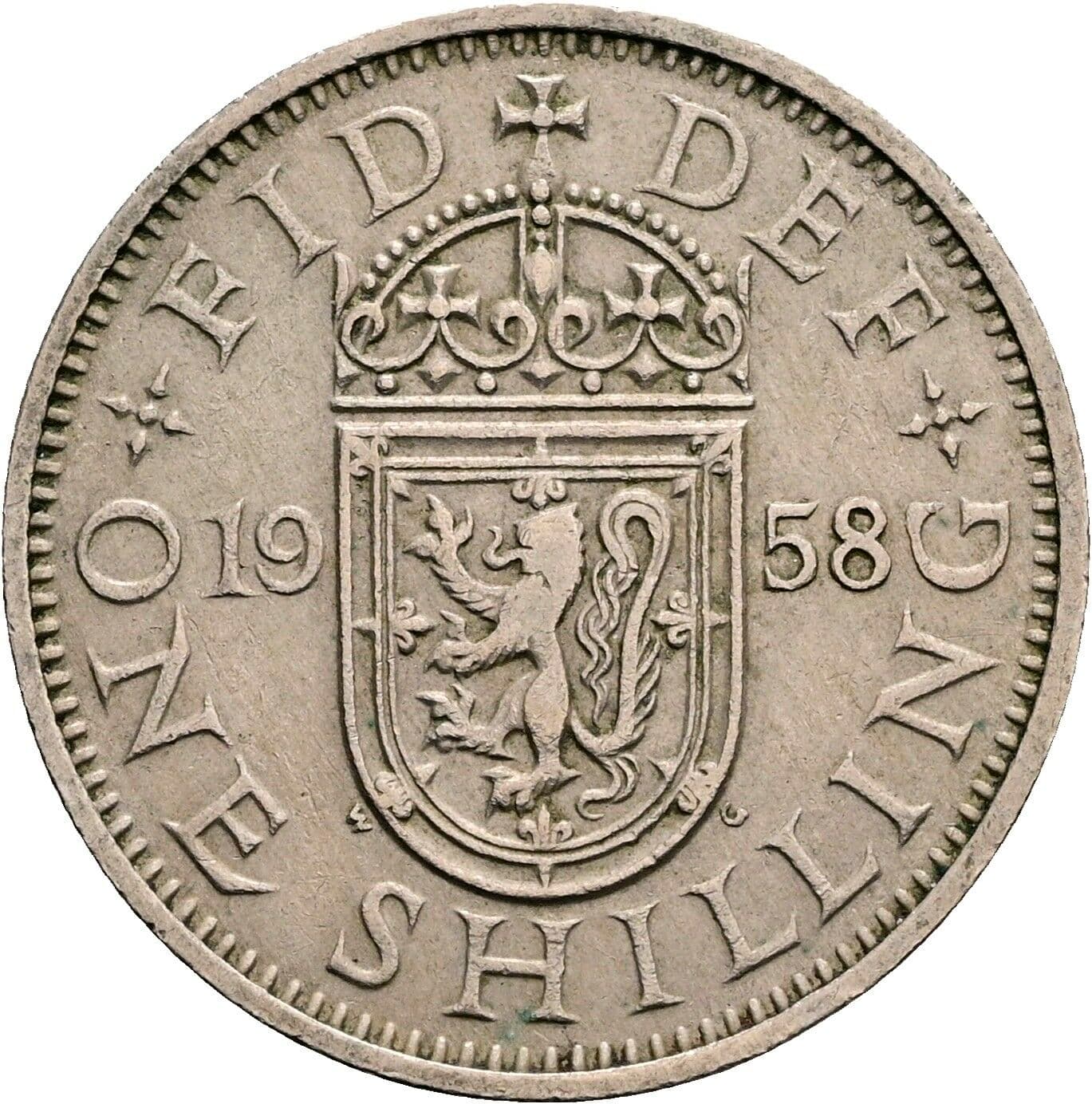 1 Shilling Elisabeth II. 1952-2022 1958 – Rückseite