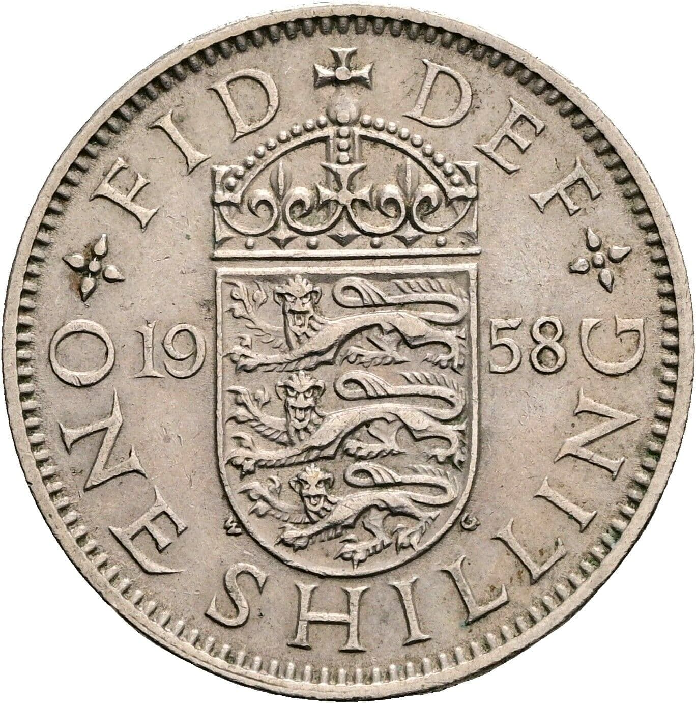 1 Shilling Elisabeth II. 1952-2022 1958 – Rückseite