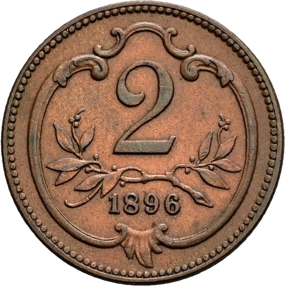 2 Heller Franz Joseph I. 1848-1916 1896 – Vorderseite