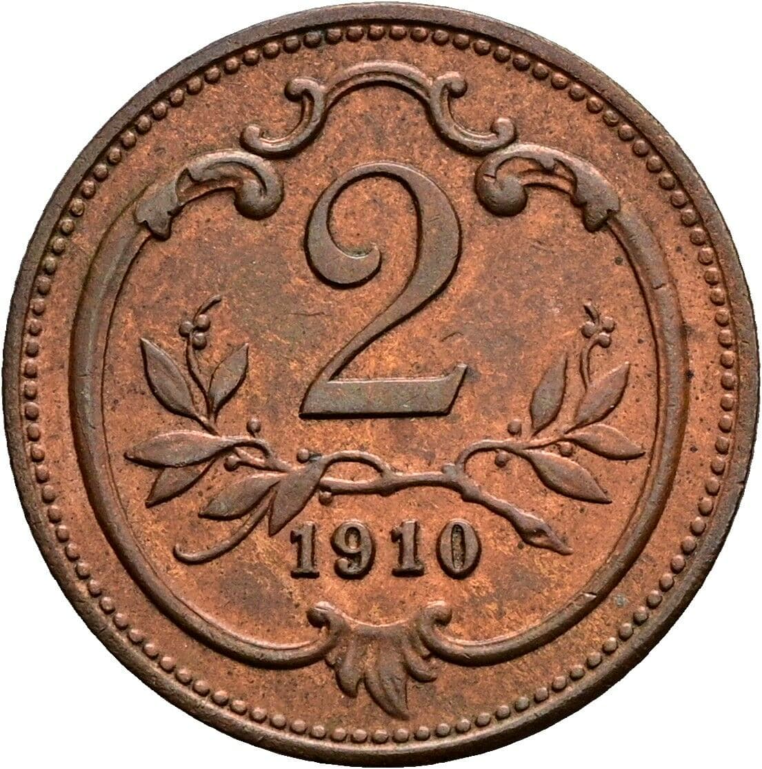 2 Heller Franz Joseph I. 1848-1916 1910 – Vorderseite
