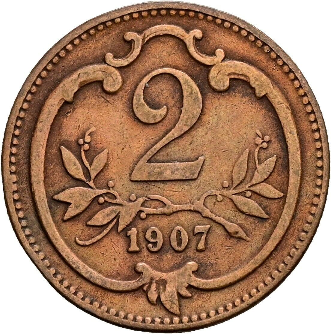 2 Heller Franz Joseph I. 1848-1916 1907 – Vorderseite