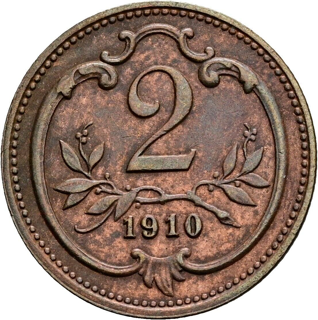 2 Heller Franz Joseph I. 1848-1916 1910 – Vorderseite