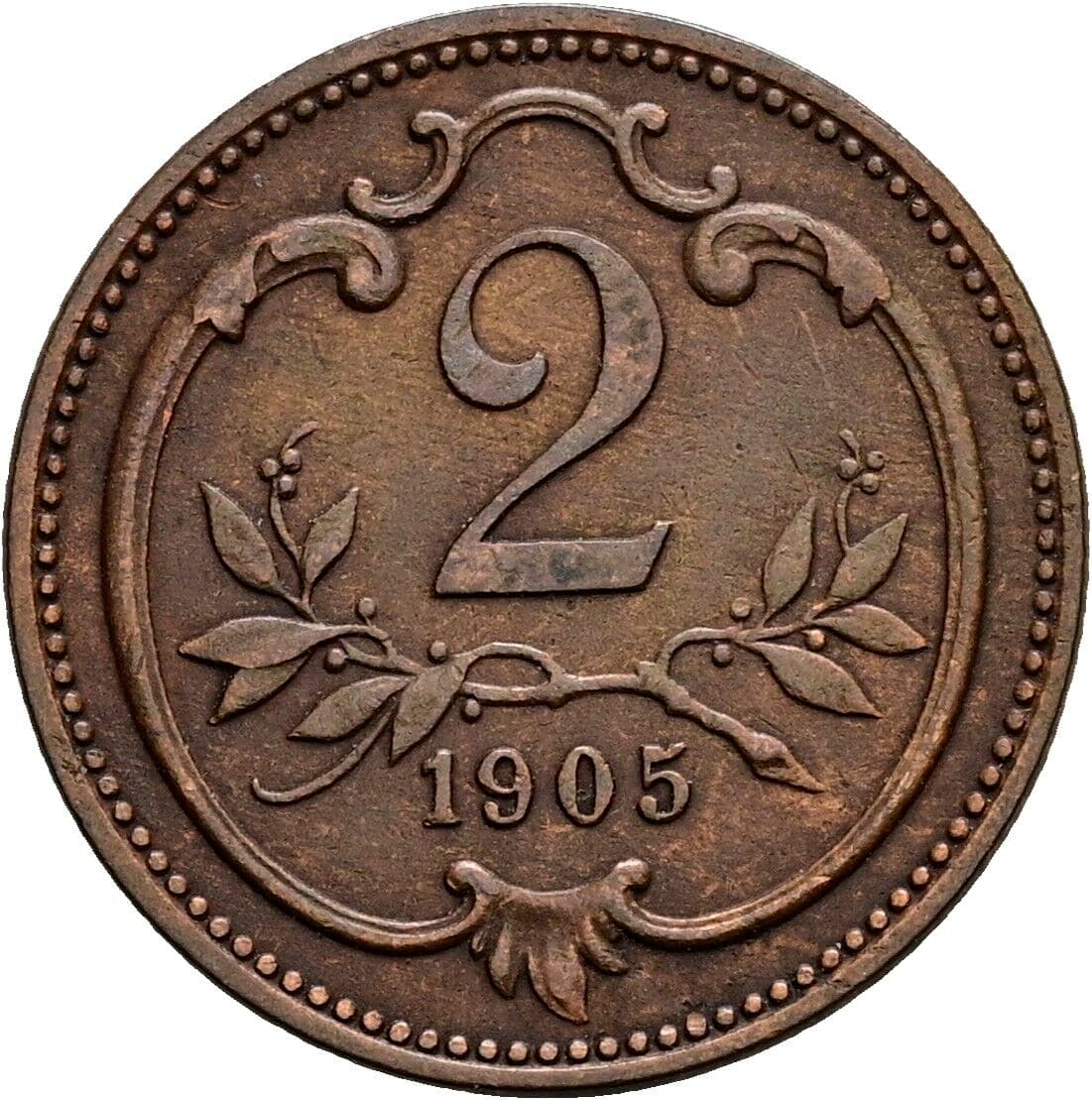 2 Heller Franz Joseph I. 1848-1916 1905 – Vorderseite