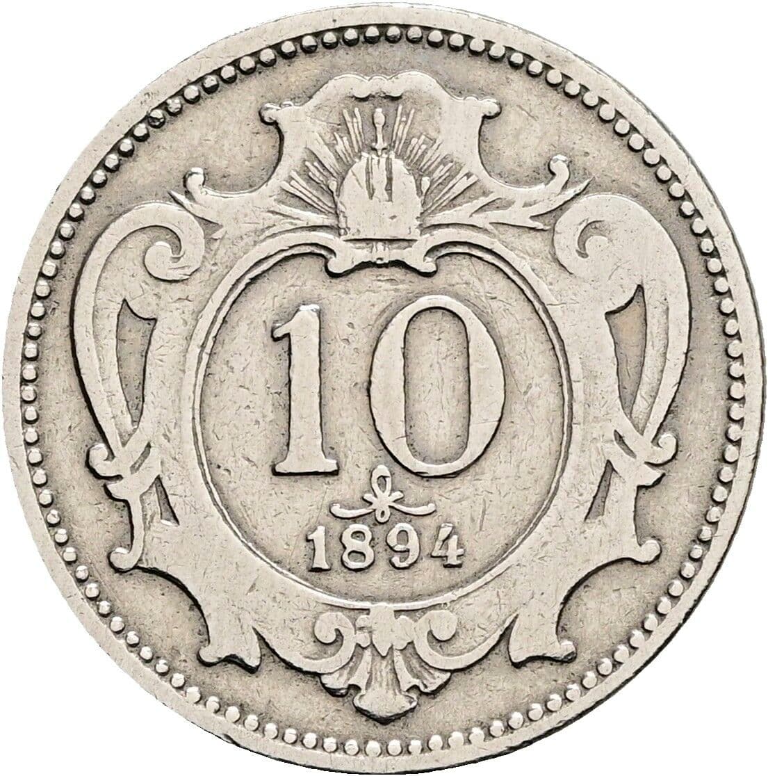 10 Heller Franz Joseph I. 1848-1916 1894 – Vorderseite
