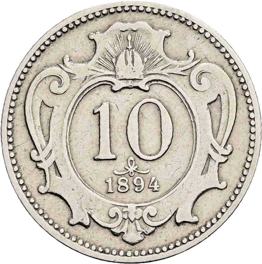 10 Heller Franz Joseph I. 1848-1916 1894 – Vorderseite