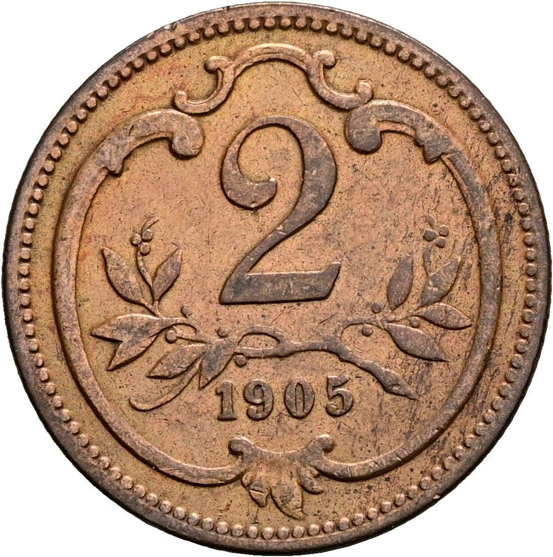 2 Heller Franz Joseph I. 1848-1916 1905 – Vorderseite