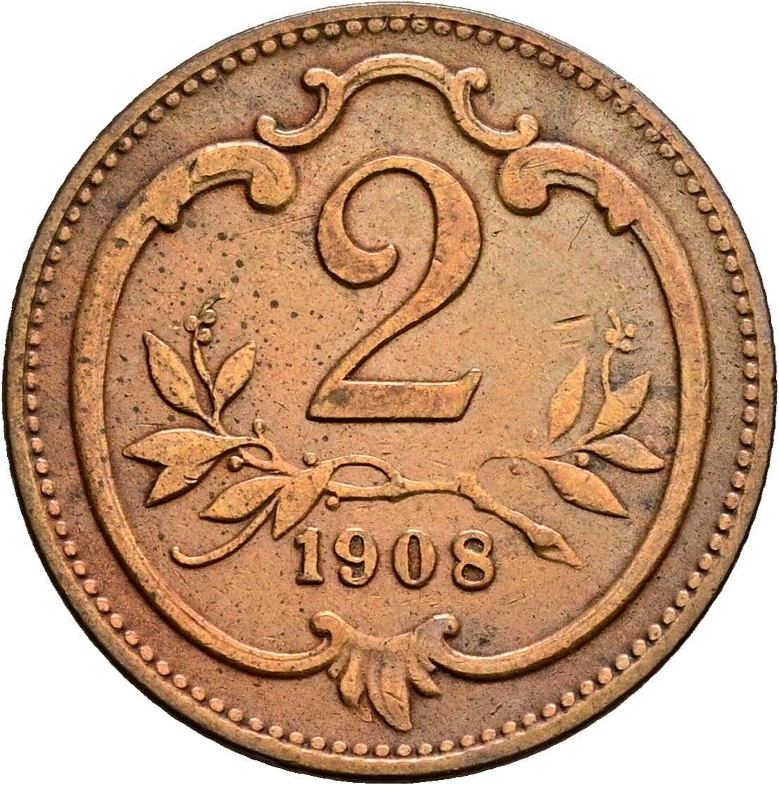 2 Heller Franz Joseph I. 1848-1916 1908 – Vorderseite