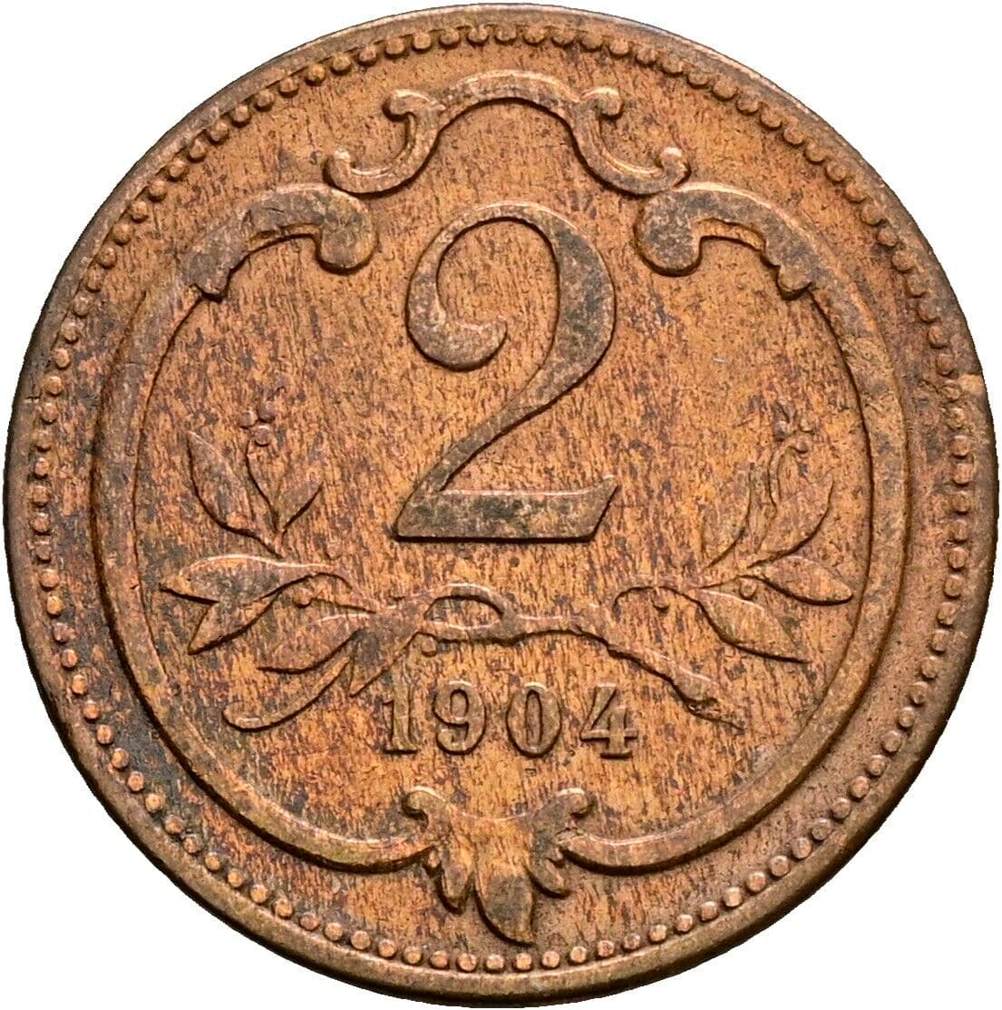 2 Heller Franz Joseph I. 1848-1916 1904 – Vorderseite