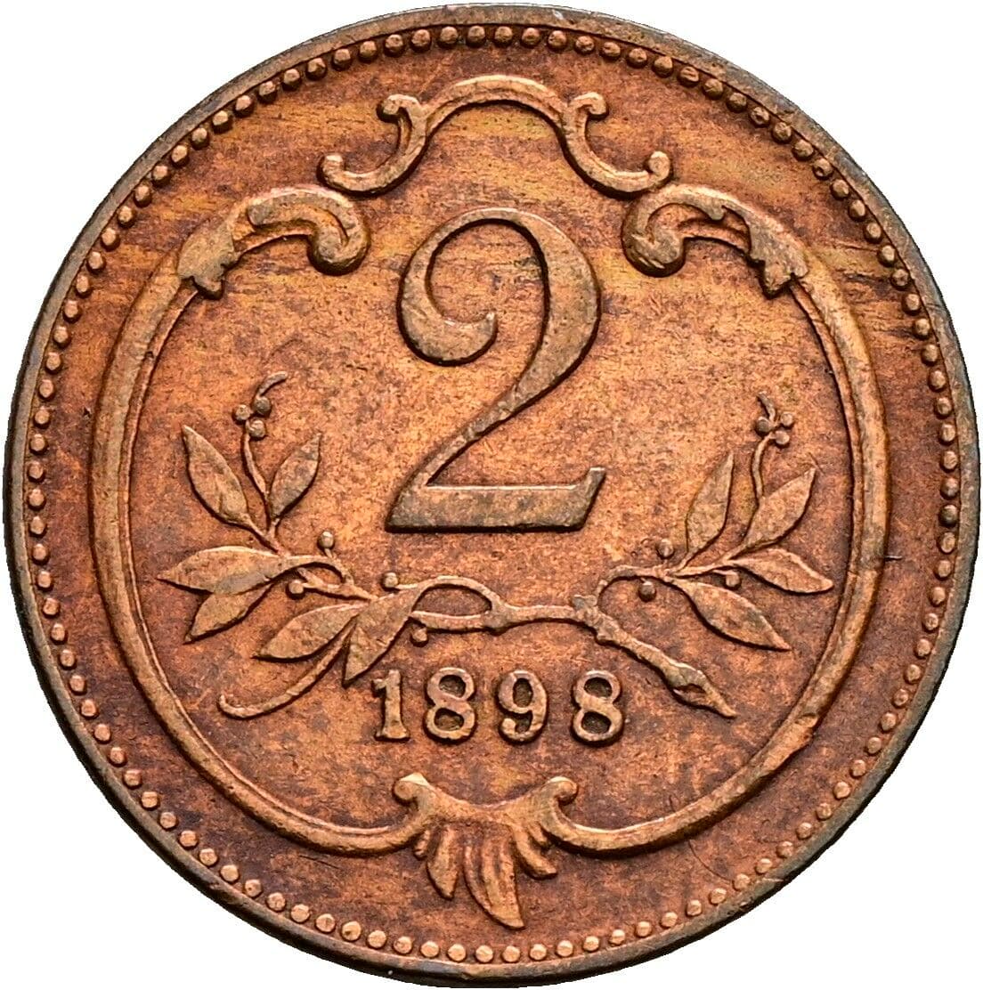 2 Heller Franz Joseph I. 1848-1916 1898 – Vorderseite