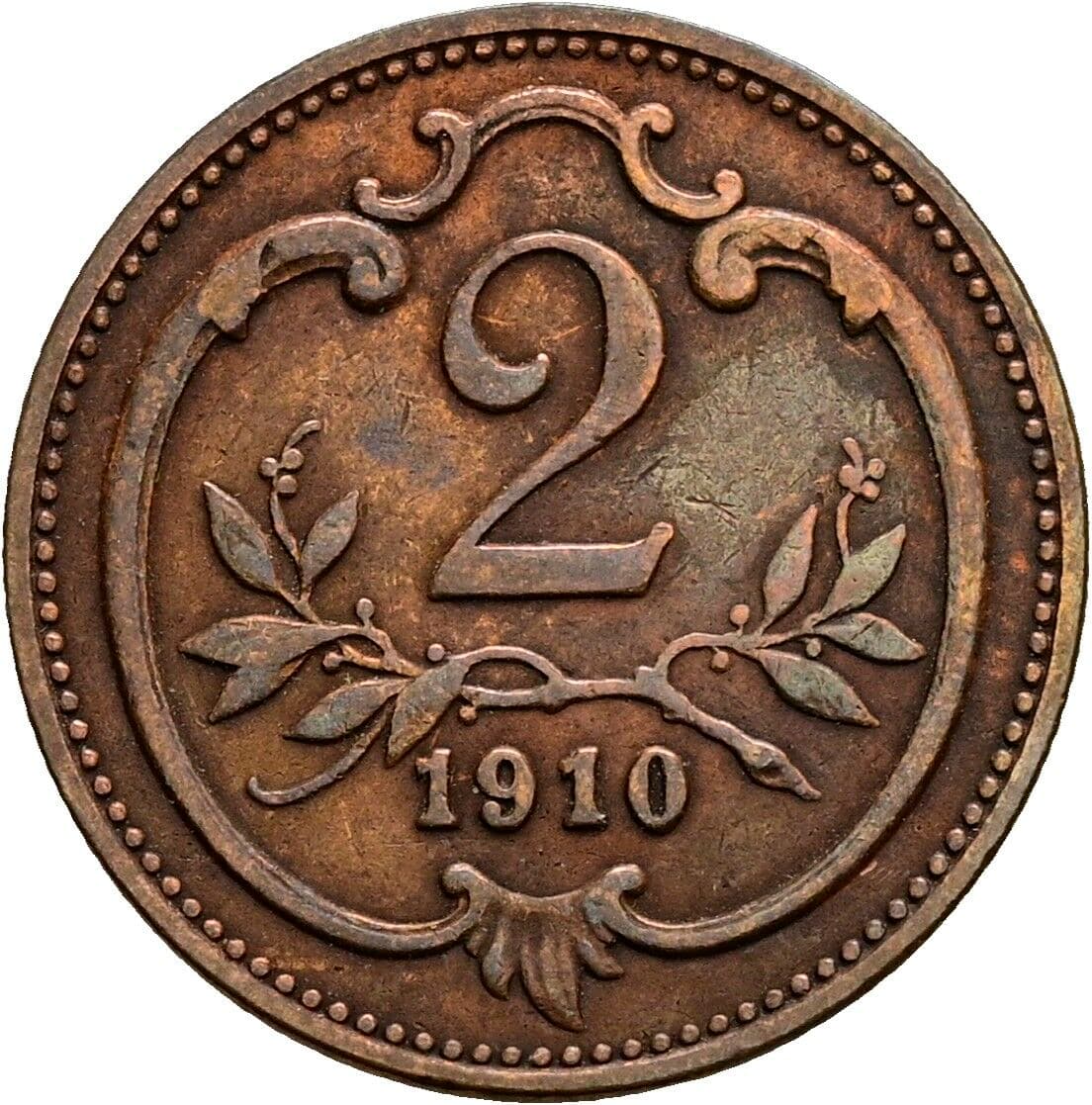 2 Heller Franz Joseph I. 1848-1916 1910 – Vorderseite