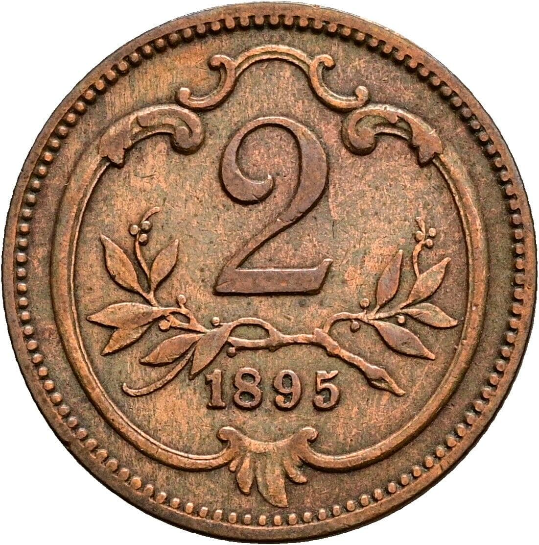 2 Heller Franz Joseph I. 1848-1916 1895 – Vorderseite