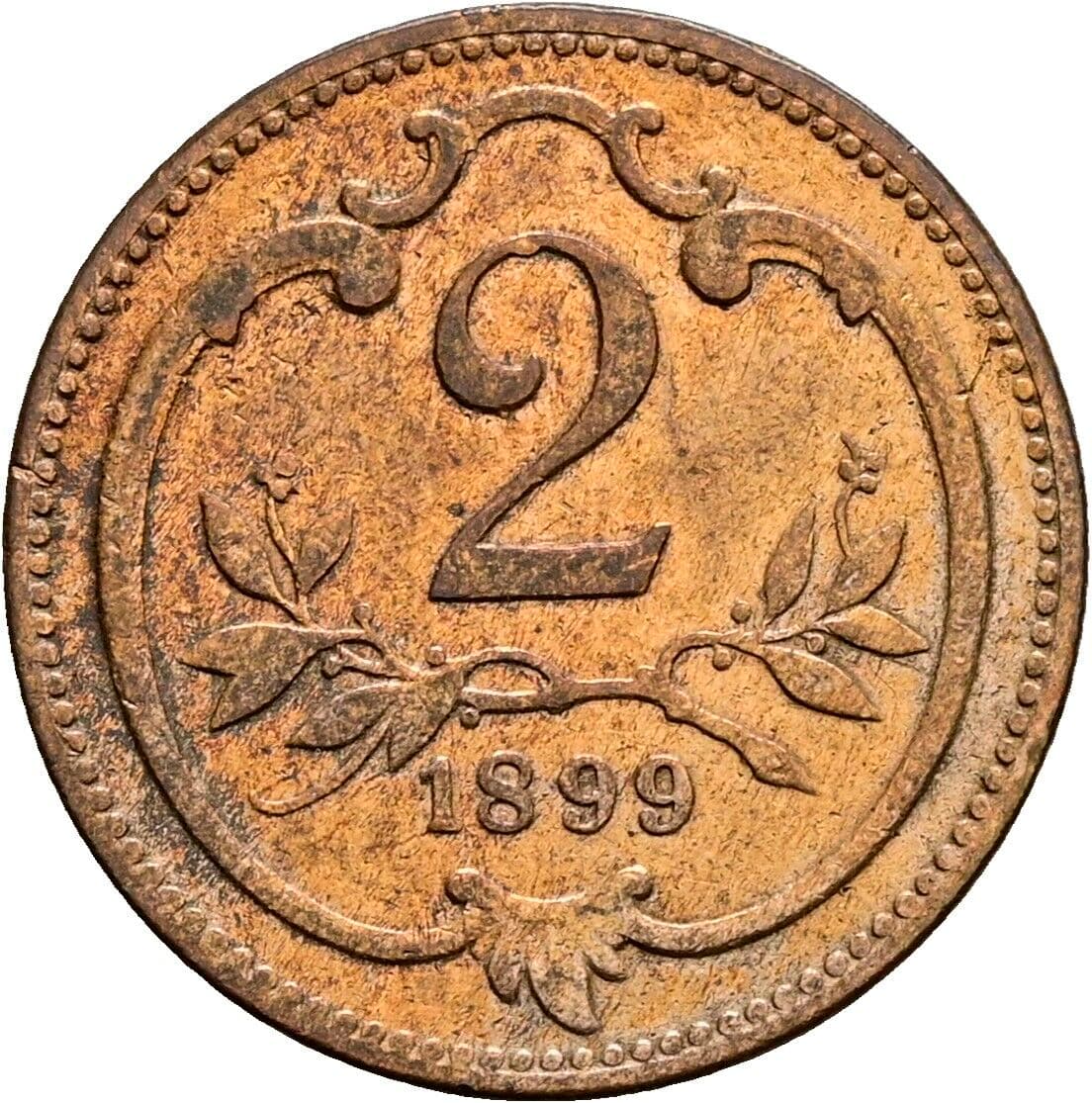 2 Heller Franz Joseph I. 1848-1916 1899 – Vorderseite