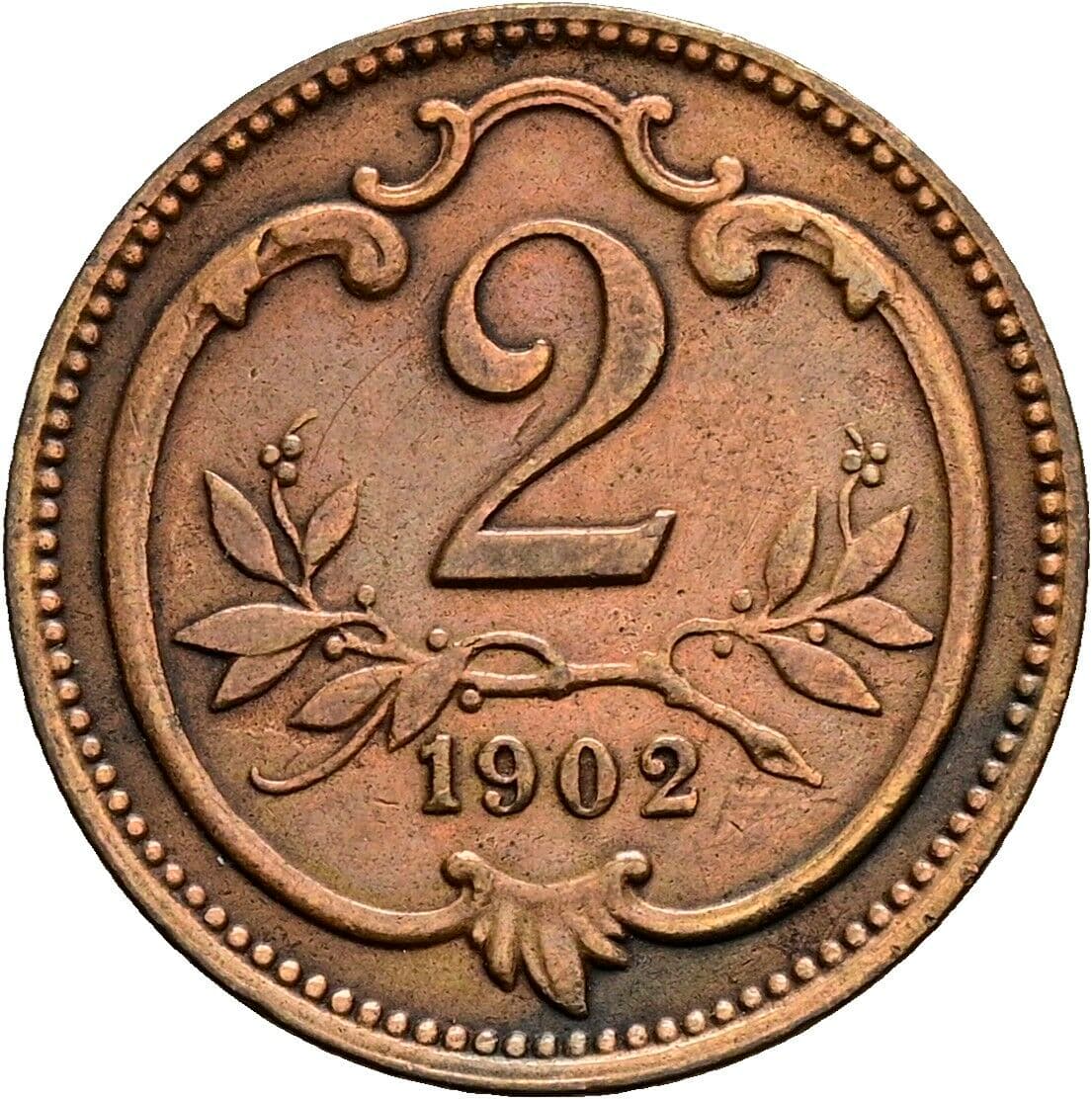 2 Heller Franz Joseph I. 1848-1916 1902 – Vorderseite