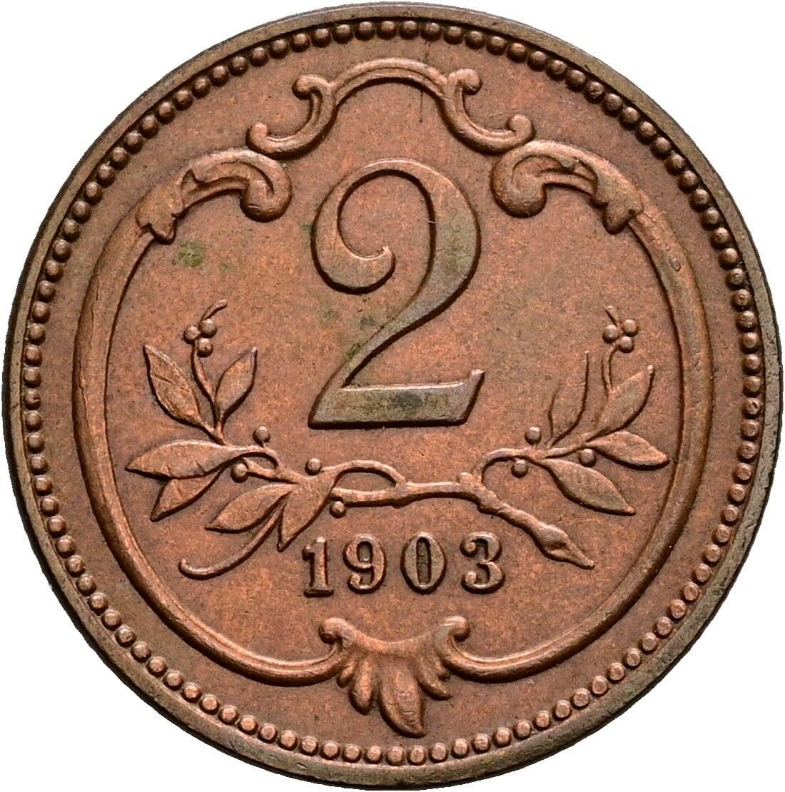 2 Heller Franz Joseph I. 1848-1916 1903 – Vorderseite