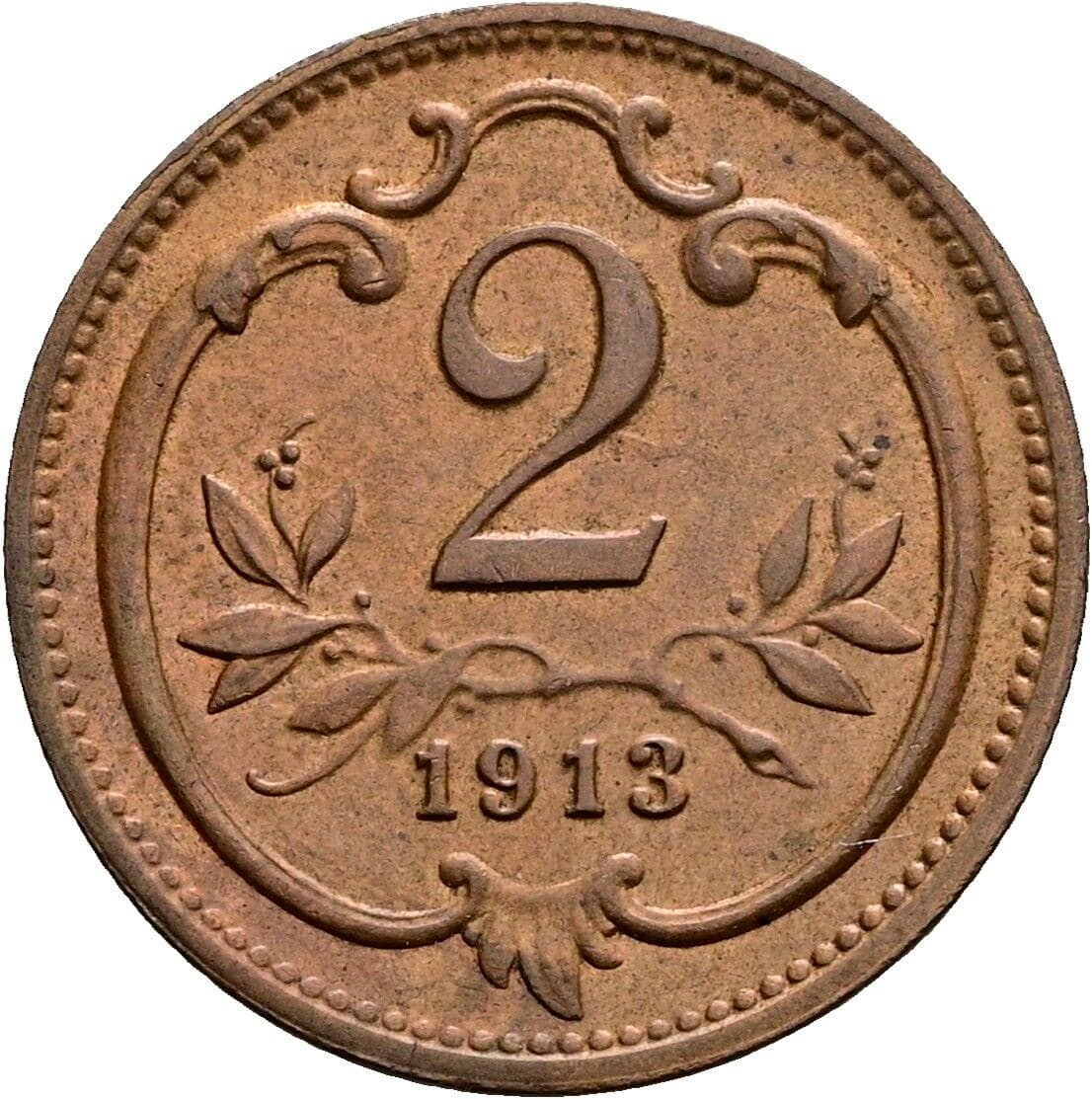 2 Heller Franz Joseph I. 1848-1916 1913 – Vorderseite