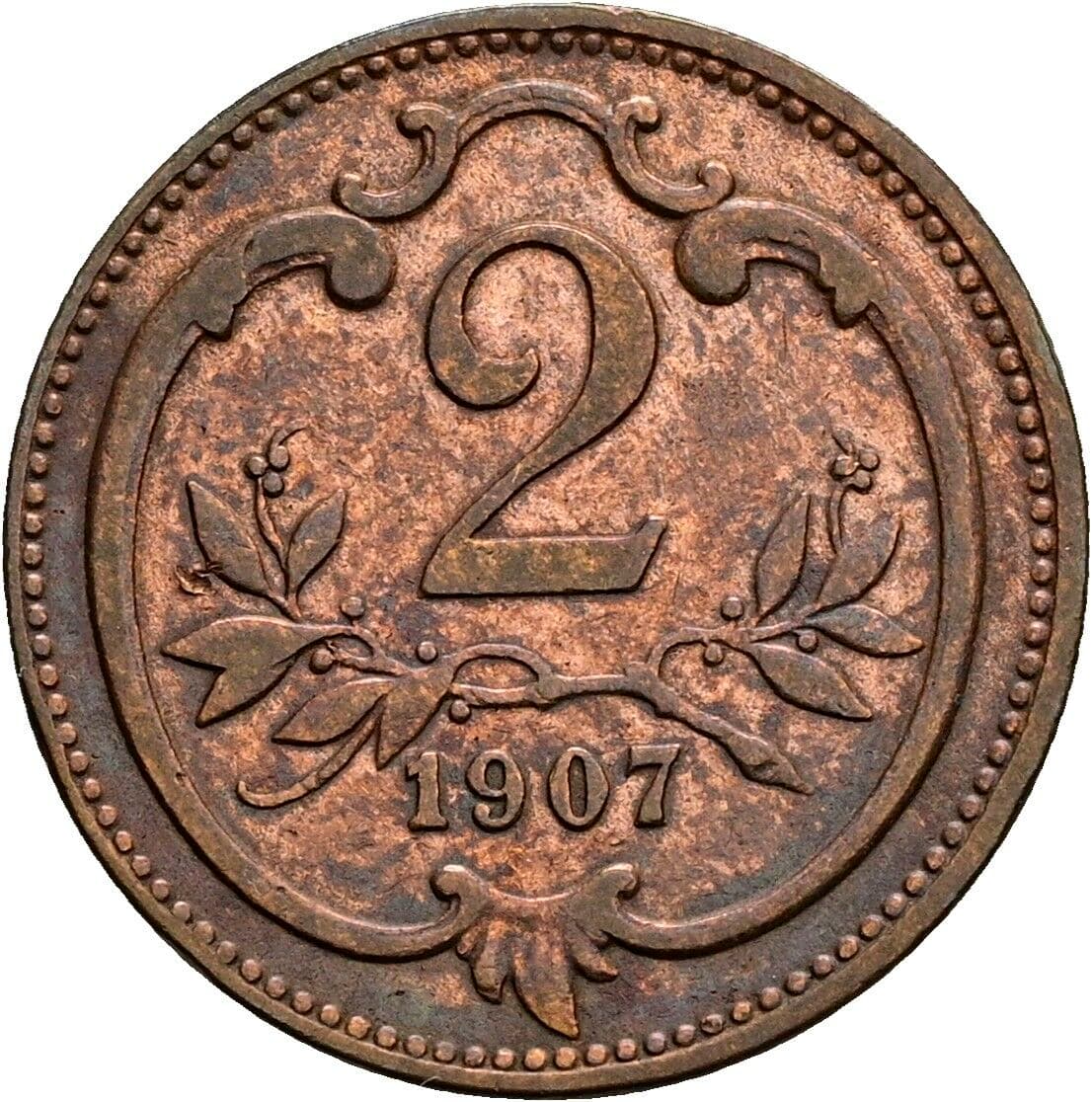 2 Heller Franz Joseph I. 1848-1916 1907 – Vorderseite