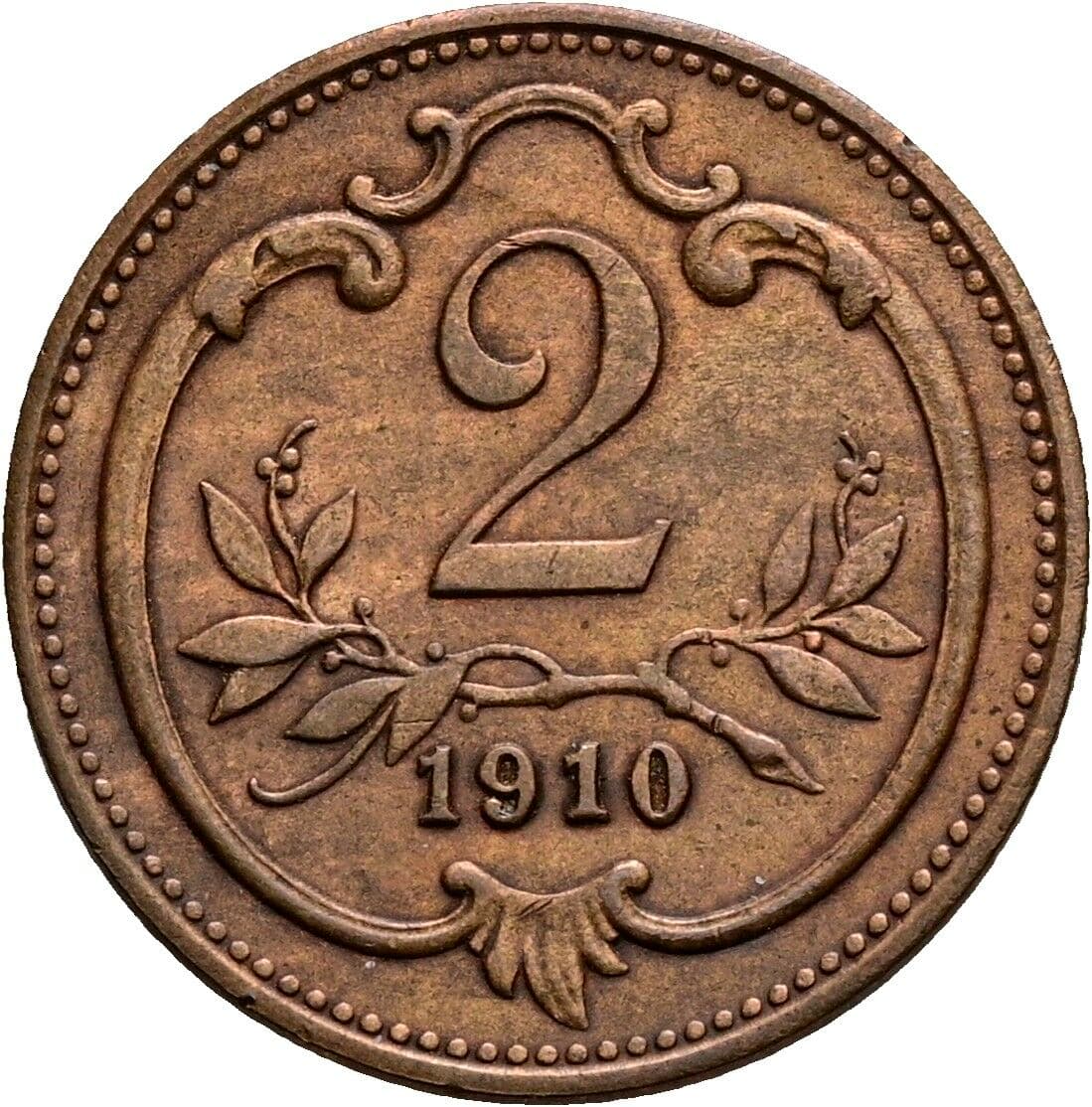 2 Heller Franz Joseph I. 1848-1916 1910 – Vorderseite