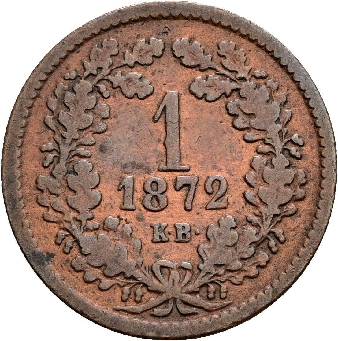 1 Krajczar Franz Joseph I. 1848-1916 1872 KB, Kremnitz – Vorderseite