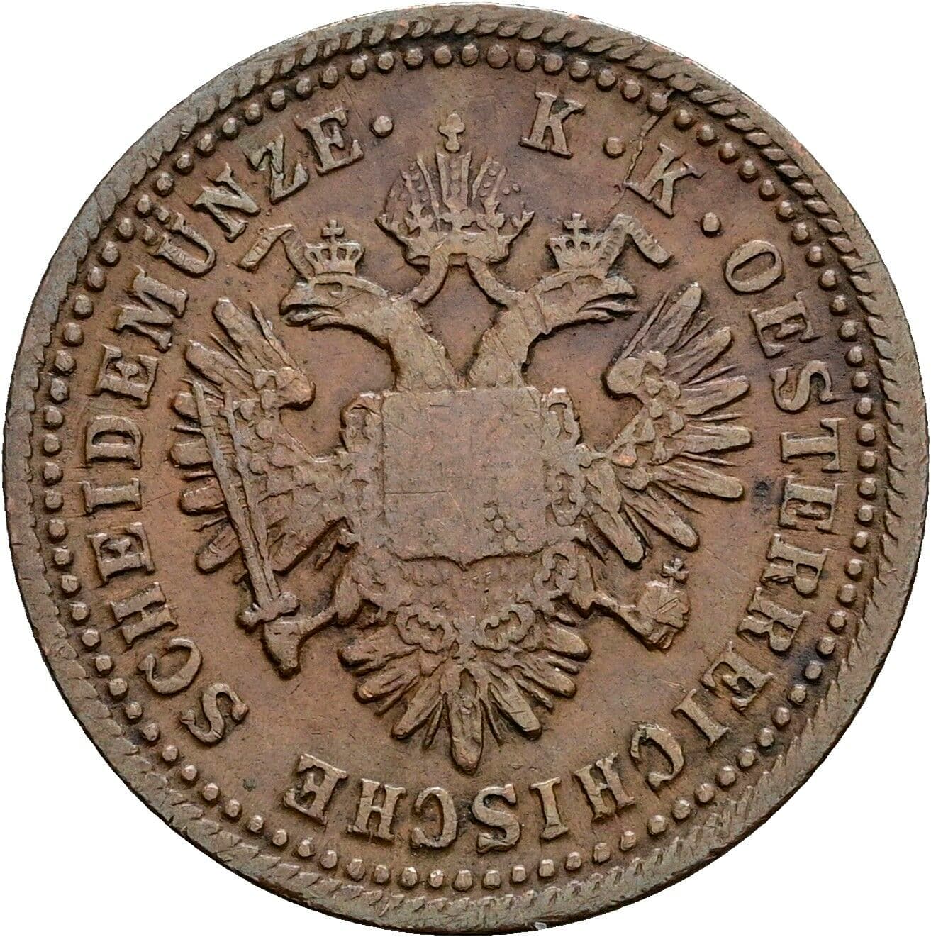 1 Kreuzer Franz Joseph I. 1848-1916 1851 A, Wien – Rückseite