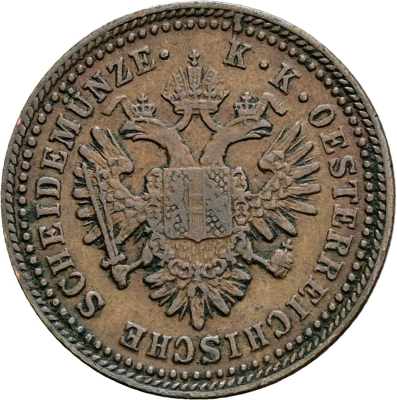 1 Kreuzer Franz Joseph I. 1848-1916 1851 A, Wien – Rückseite